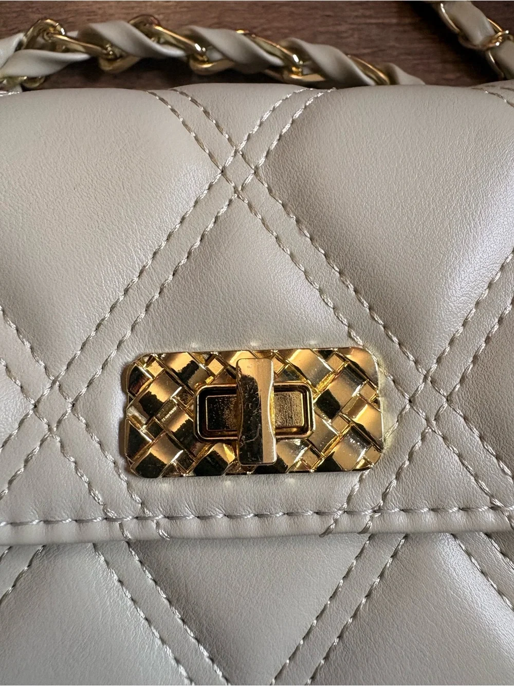 Quilted Chanel inspired Green Chain Strap Crossbody Bag